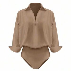 Chic Tan Women's Bodysuit Blouse